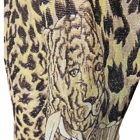 Vintage XXist Animal Print Cardigan Sweater Size S Long Sleeves Shell Buttons - Picture 6 of 16